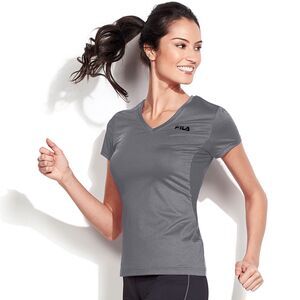 FILA Women's Sport Performance V-neck Short Sleeve Grey